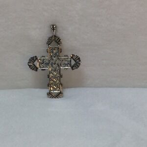 Sterling Silver 925 Braided Woven Cross Pendant Religious Pendant Charm Necklace